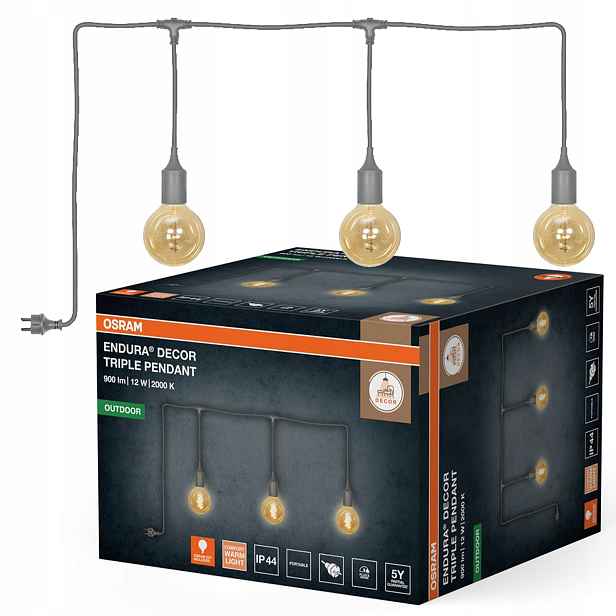 Závěsné stropní svítidlo Zwis 4W 600lm 2000K 3xE27 Šedé IP44 Osram