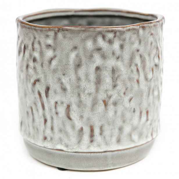 Květináč Obal Na Květináč Keramický Šedý Hnědý 19x19 Cm Zdobený Glamour 20