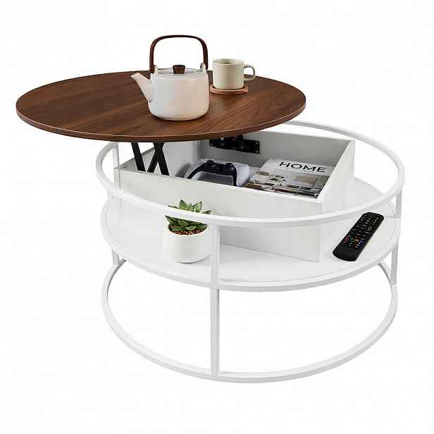 Relaxdays STOLEK Bílý-vintage hnědý 80 cm