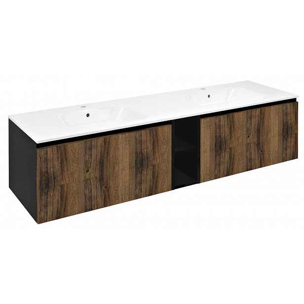 Sapho Lorea - Umyvadlová skříňka 180x46x52 cm, 2x zásuvka, dub collingwood/matná černá LE080-1935-07