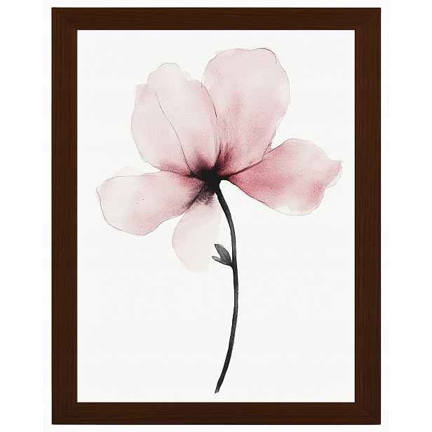 Plakát Rámeček Dřevo Akvarel Příroda Zahrada Květ Růžová Magnolie 60x80