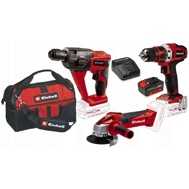 Einhell Sada Elektrického Nářadí 18V Pxc 4,0AH Aku Šroubovák Aku Kladivo A Další