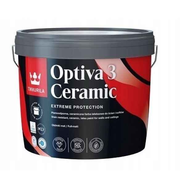 Barva na stěny Tikkurila Optiva Ceramic 3 Matt 9L Bílá