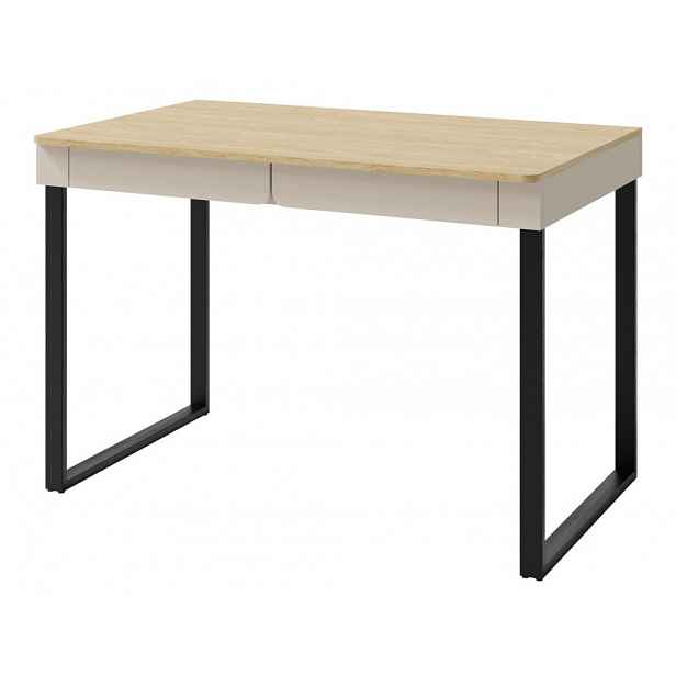 Psací stůl se zásuvkami Luca, pískově béžová/olejovaný dub