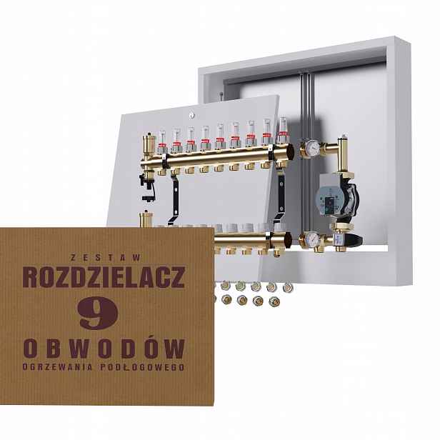 Rozdělovač pro podlahové vytápění 9, nástěnná skříňka Pex