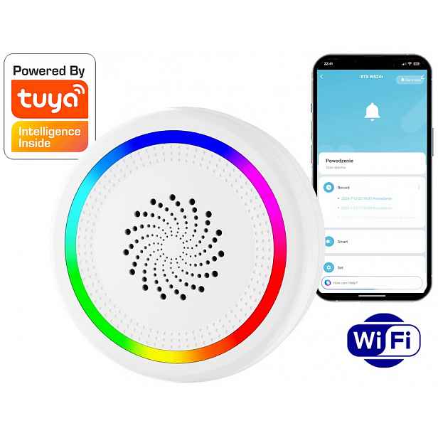Rtx Funkční signalizátor Siréna WiFi Tuya #Vlastní zprávy a melodie