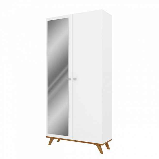 Šatní skříň 90 cm se zrcadlem KATIA - bílá