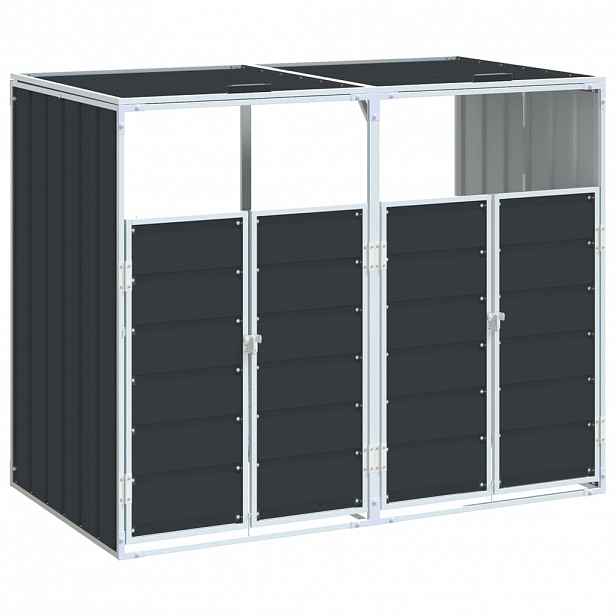 vidaXL Box na 2 popelnice antracitový 144 x 81 x 113 cm ocel