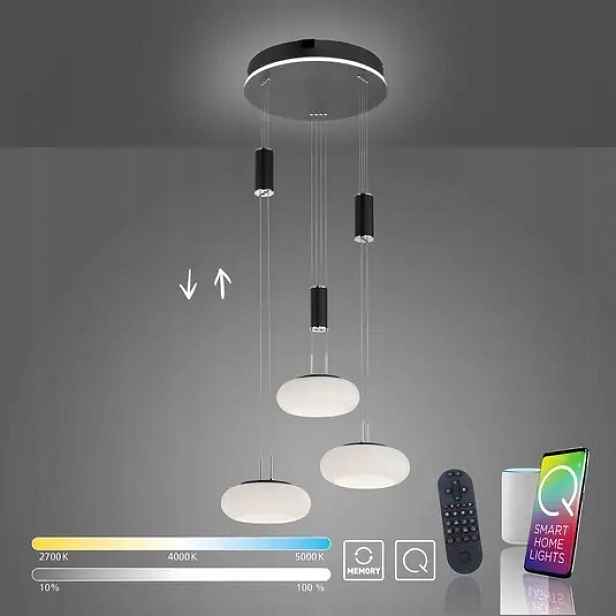 Závěsná lampa Paul Neuhaus Q-etienne 3 světelné body, zdroj Led