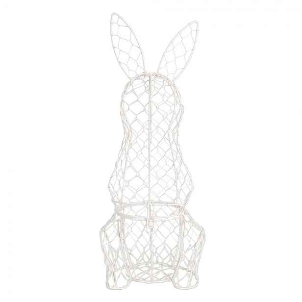 Bílý drátěný košík na vajíčka ve tvaru králíka - 12*14*39 cm Clayre & Eef