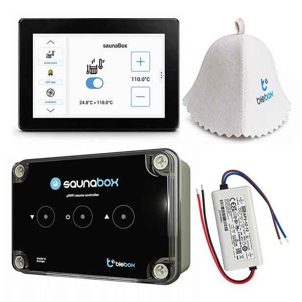 BleBox SaunaBox saunový ovladač ovládací panel PanelM 5“ napájecí zdroj