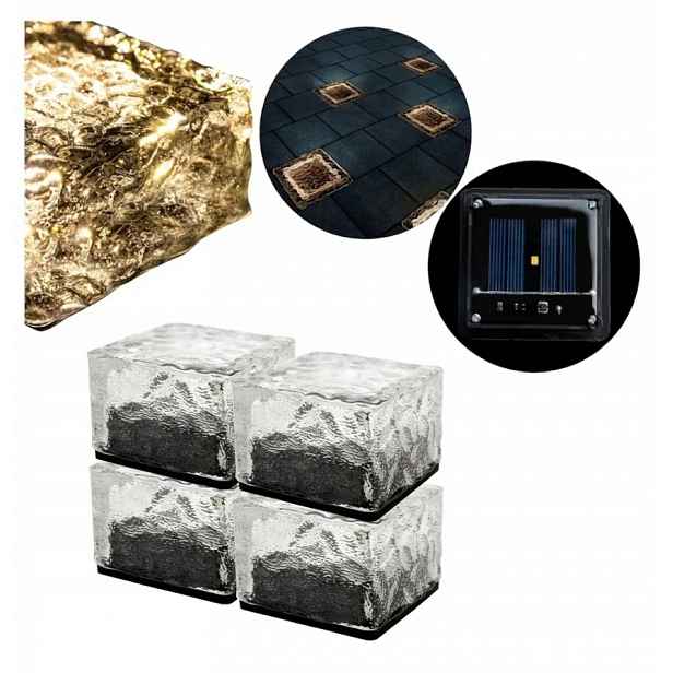Solární Lampa Zahradní Ledová Kostka Nájezdová solární Led Nw 4ks x4