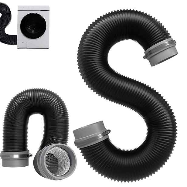 Ventilační hadice pro pračku 3 palce 75 mm 5 m Flexibilní černá Pvc sada Domácnost