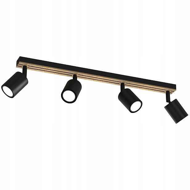 Stropní bodové svítidlo černé matné dřevěné hnědé 4 body 60 cm Luminex