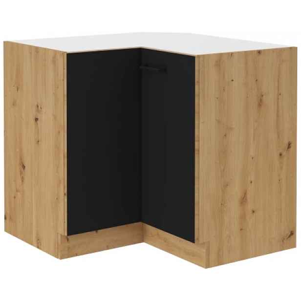 Dolní rohová kuchyňská skříňka Modena 90/90 cm, dub artisan/černá