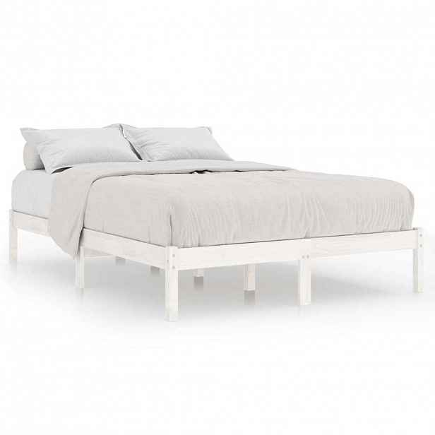 vidaXL Rám postele bílý masivní dřevo 150 x 200 cm King Size