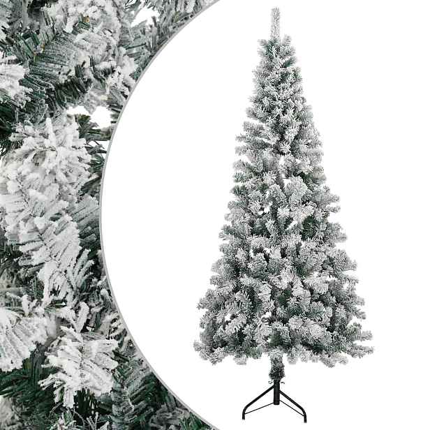 vidaXL Umělý vánoční stromeček 240 cm PVC a ocel Zelená a bílá