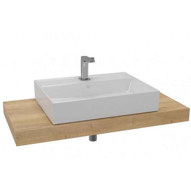 Cenově zvýhodněný koupelnový set SAT s deskou pod umyvadlo Dolce 100x8x50 cm dub halifax KSETDO11