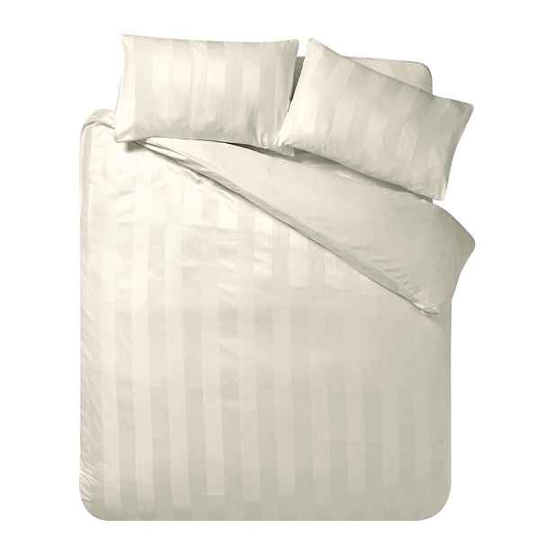 Krémové saténové povlečení na dvoulůžko 220x230 cm So Soft Satin Stripe – Catherine Lansfield