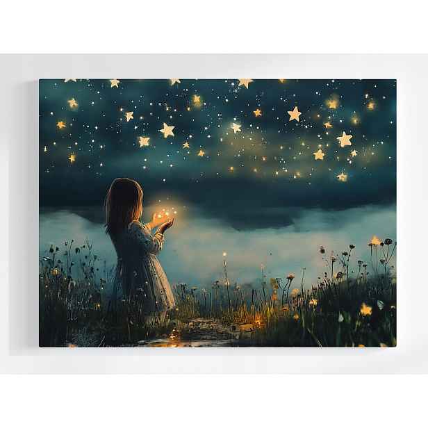 Plakát Dívka Dítě Noc Nebe Hvězdy Sen 100x75