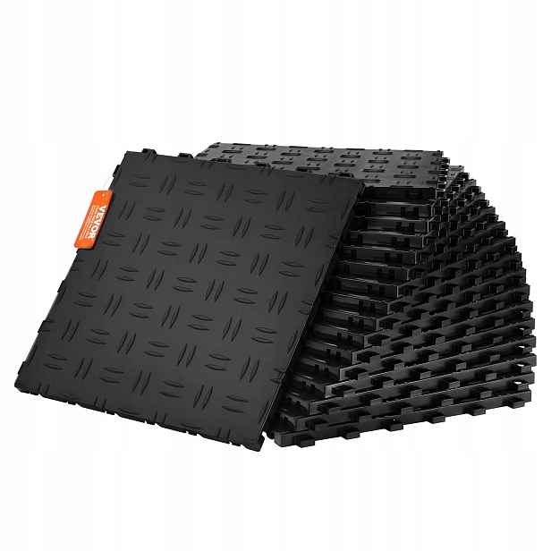 Podlahové dlaždice do garáže 30x30 cm, 25 ks, černé, protiskluzové, Pp