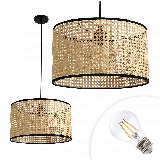 Sada Závěsná lampa Boho Ratanová Zwis Komplet Žárovka 7W E27 Teplá