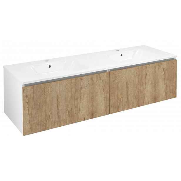 Sapho Lorea - Umyvadlová skříňka 180x46x52 cm, 2x zásuvka, dub alabama/matná bílá LE090-2231-02