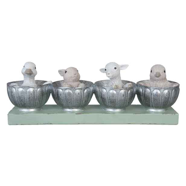 Velikonoční dekorace zvířátka v šálcích - 26*6*9 cm Clayre & Eef