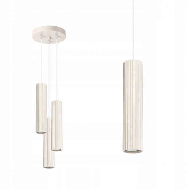 Závěsná lampa cylindrická béžová s elegantními drážkami Karbon Sollux