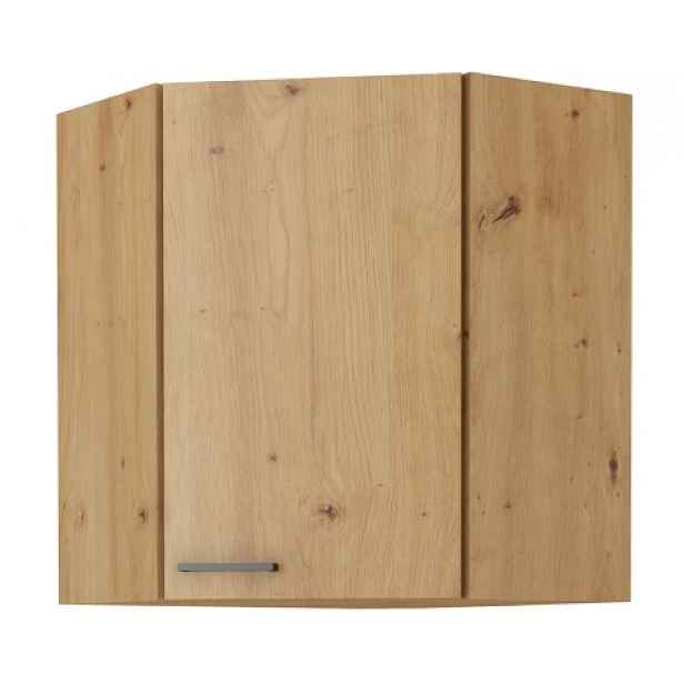 Horní rohová kuchyňská skříňka Modena 60/60 cm, dub artisan/černá