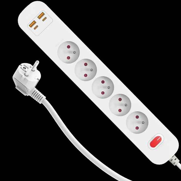 PRODLUŽOVACÍ KABEL 5X ZÁS.+ 2 USB S UZ16A