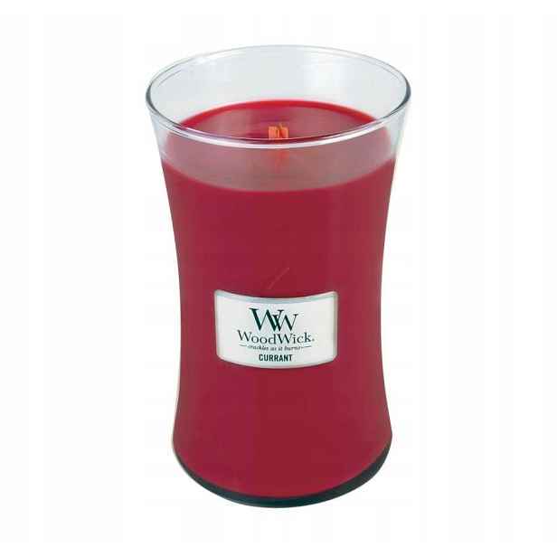 Sójová vonná svíčka Currant Woodwick Velká 610 g Dřevěný knot Unikát