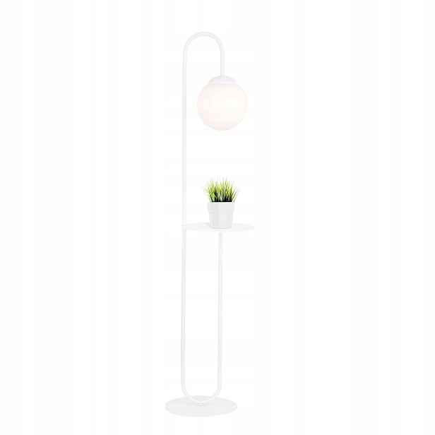 Stojací lampa bílá koule s květinovým stolkem 150 cm Emibig