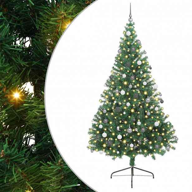vidaXL Umělý osvětlený vánoční stromeček Zelená 240 cm PVC