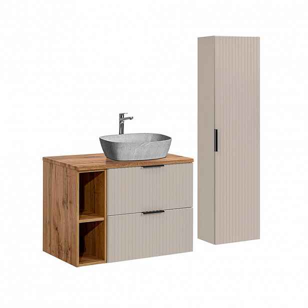 Petits-meubles KOUPELNOVÝ NÁBYTEK 80.6cm Adriel 2er-Set Béžová