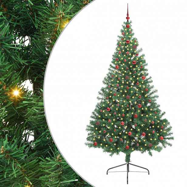 vidaXL Umělý osvětlený vánoční stromeček Zelená 240 cm PVC