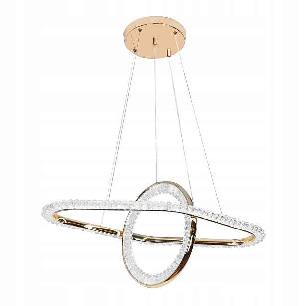 Závěsná lampa glamour křišťálová zlatá Led elipsa prsteny elegantní