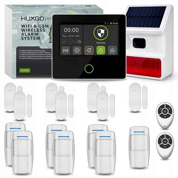 Bezdrátový alarm WiFi Gsm 4G s Tuya, Huxgo HXA502 B venkovní siréna