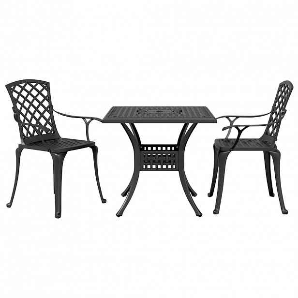 vidaXL 3dílný bistro set černý litý hliník