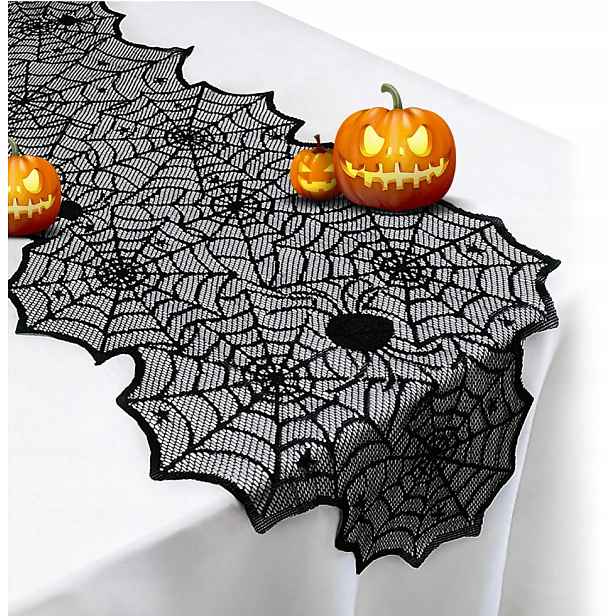 Běhoun Ubrus Pavučina Černý Halloween 185x45CM Dekorace Stolu Ozdoba