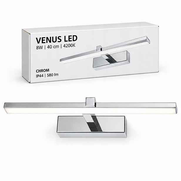 Lampa do zrcadla Venus 8W 40 cm chromové nástěnné Led svítidlo 4200K IP44 580lm koupelna