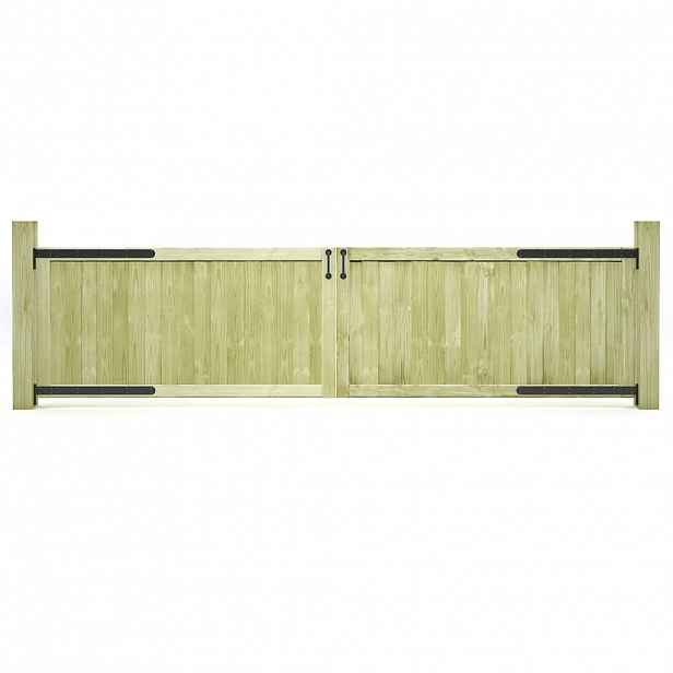 vidaXL Zahradní brána 2křídlá impregnovaná borovice 300 x 75 cm