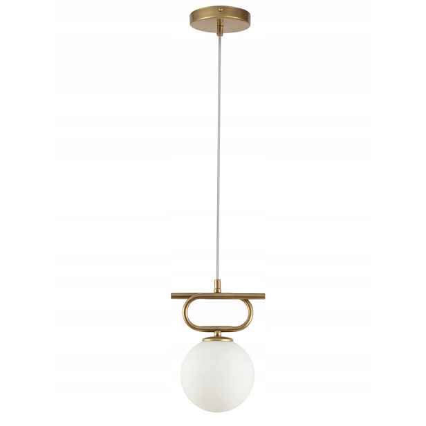 Závěsná lampa skleněná bílá koule Tes 1xG9 12W zlatá Sigma Lighting