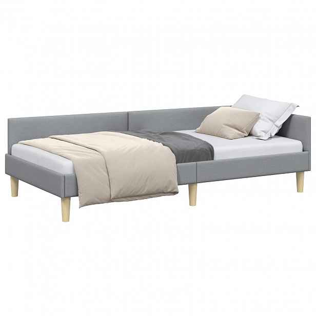vidaXL Rohový rám postele Světle šedá 100 x 200 cm textil