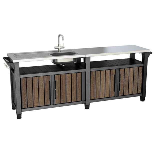 Zahradní stůl / skříň s dřezem UNITY CHEF 415L grafit Keter