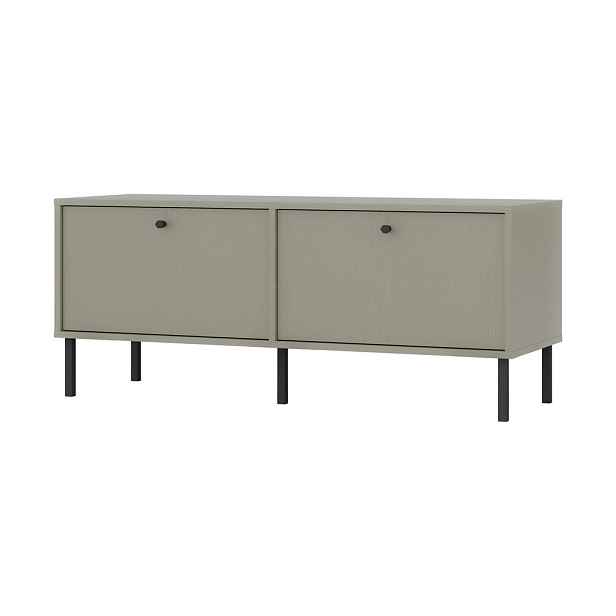 MASSENO TV STOLEK TORINO, 120,6x40,8x50 cm s 2 zásuvkami a 2 dvířky, světle zelený