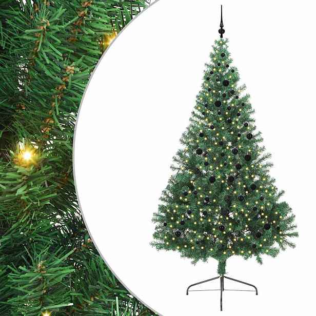 vidaXL Umělý osvětlený vánoční stromeček Zelená 240 cm PVC