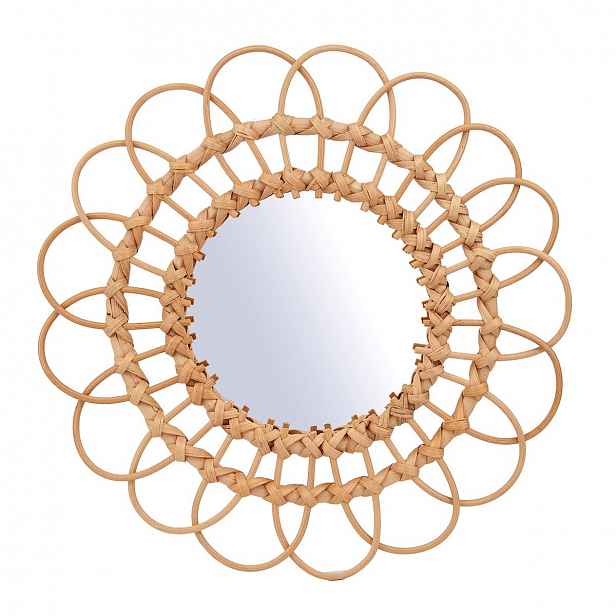 AKCE Kulaté zrcadlo SUN PETALS, ratanový rám, průměr 50 cm II. jakost