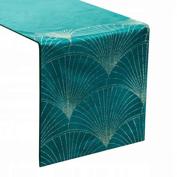 Běhoun Na Stůl 35x220 Tyrkysový Velvetový