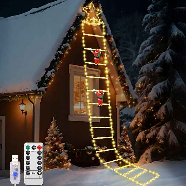Led lampy na schody Lewondr Christmas 298 Led 3 m Teplá bílá dekorace